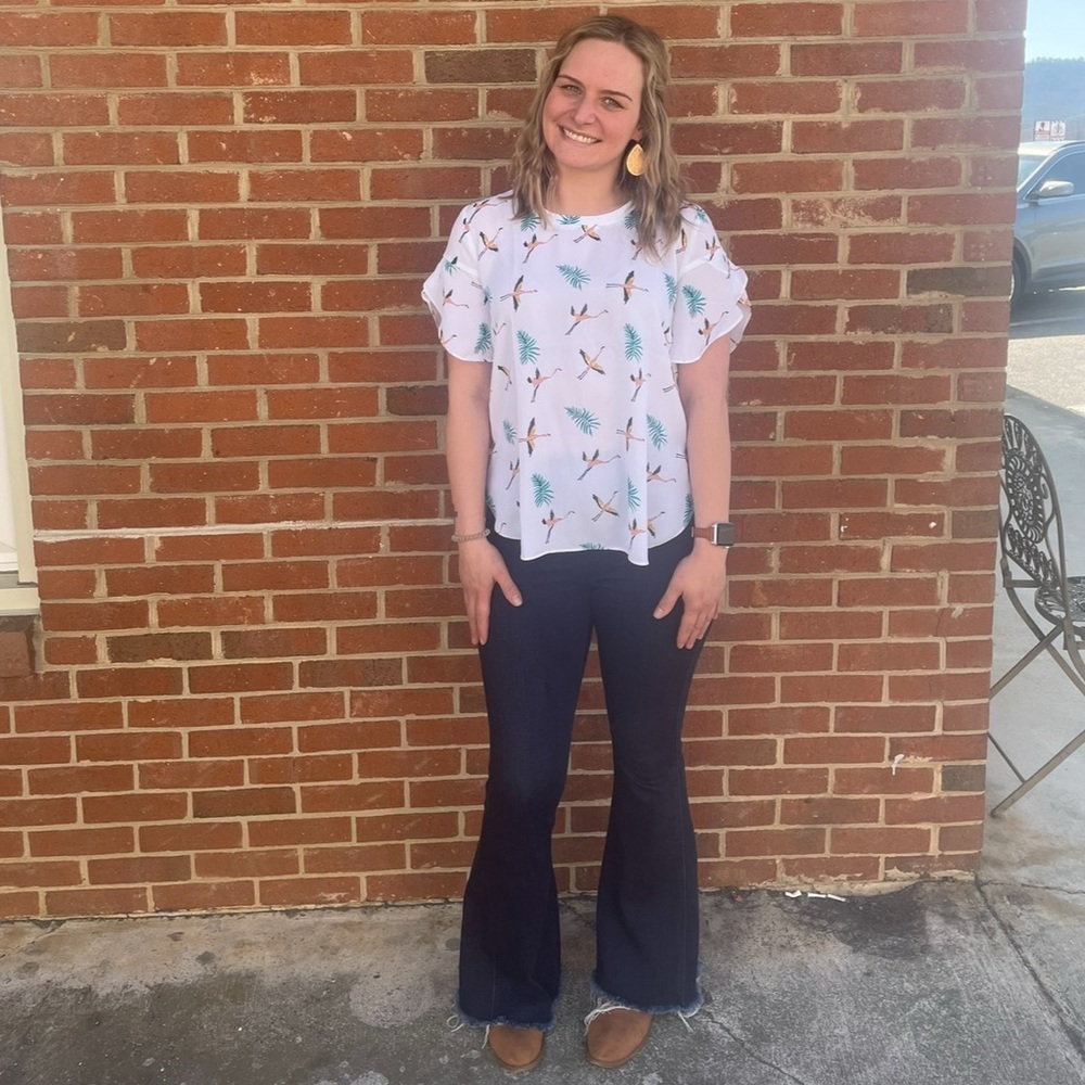 Loft| Flutter Sleeve Print Blouse - image 4